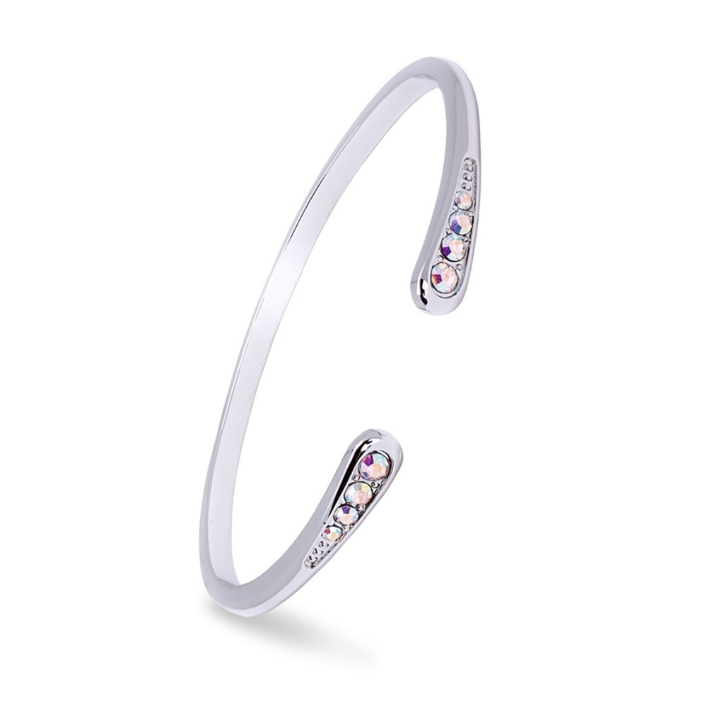NWT Silver Open Cuff Bracelet with Swarovski Crystals – Adjustable Fashion Jewel